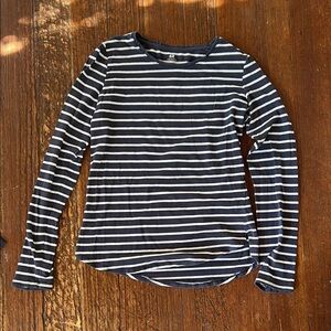H&M girls Navy & White Striped Long-Sleeve Tee